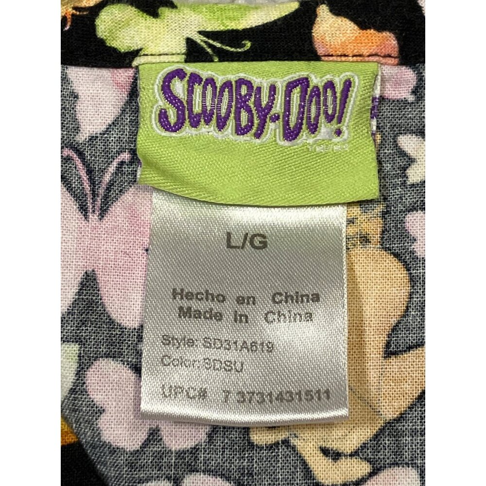 Scooby-Doo Nurse Scrub Top L/G 100% Cotton Multicolor Butterfly and Dog Print - Picture 8 of 11
